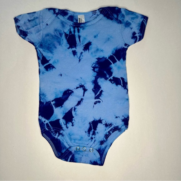 Two Tie Dyed 100% Cotton American Apparel Infant Onesies, Blue 6-12 Month - Picture 6 of 7